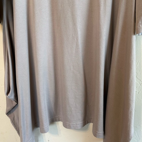 Bryn Walker Beige Grey Asymmetrical Hem Oversized Lagenlook Tunic Blouse Sz Lg - Picture 5 of 12